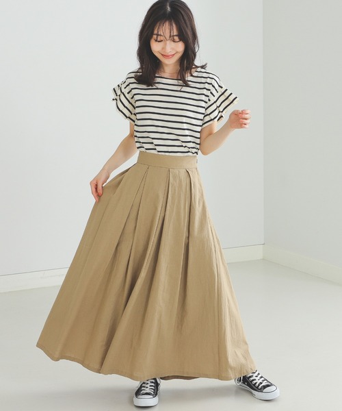 BEAMS HEART(ビームスハート)の「BEAMS HEART / 袖タック ボーダープルオーバー(Tシャツ/カットソー・レディース・グリーン/オフホワイト/ネイビー・FREE)」の11枚目の写真