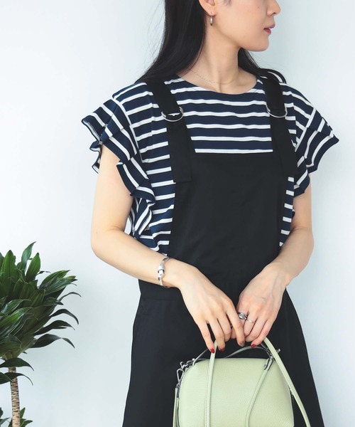 BEAMS HEART(ビームスハート)の「BEAMS HEART / 袖タック ボーダープルオーバー(Tシャツ/カットソー・レディース・グリーン/オフホワイト/ネイビー・FREE)」の22枚目の写真