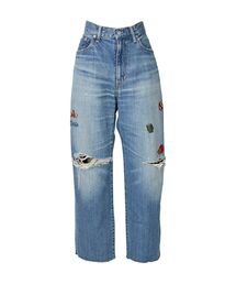 MONSTERS刺繍 ストレートデニムパンツ