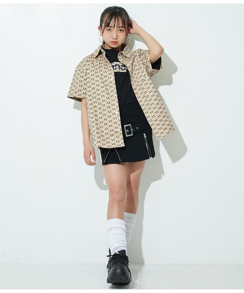 ANAP GｉRL（アナップガール）の「R+Sモノグラムデニムシャツ【親子・ジュニアお揃い】（シャツ/ブラウス・キッズ・ベージュ/ブルー・XS/M/S）」の5枚目の写真
