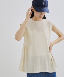 SALON adam et rope' | 【WEB限定】【セットアップ対応】ラッセルシャーリングペプラムTシャツ(Tシャツ/カットソー)