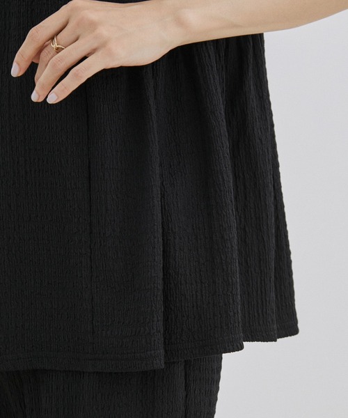 SALON adam et rope'（サロン アダム エ ロペ）の「【WEB限定】【セットアップ対応】ラッセルシャーリングウエストギャザーペプラムTシャツ（Tシャツ/カットソー・レディース・ブラック/グレー/オフホワイト・FREE）」の15枚目の写真