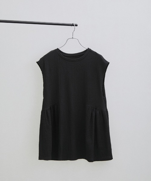 SALON adam et rope'（サロン アダム エ ロペ）の「【WEB限定】【セットアップ対応】ラッセルシャーリングウエストギャザーペプラムTシャツ（Tシャツ/カットソー・レディース・ブラック/グレー/オフホワイト・FREE）」の22枚目の写真