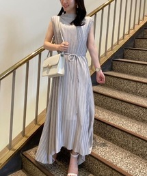 anuans】青のバックテールプリーツカットワンピース