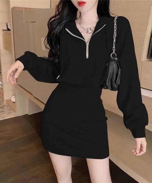 NANEA(ナネア)の「フード付きワンピース(ワンピース・レディース・ブラック/ホワイト/グレー・SMALL/MEDIUM)」の1枚目の写真