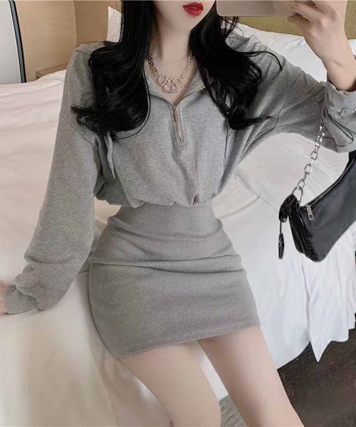 NANEA(ナネア)の「フード付きワンピース(ワンピース・レディース・ブラック/ホワイト/グレー・SMALL/MEDIUM)」の14枚目の写真