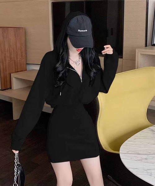 NANEA(ナネア)の「フード付きワンピース(ワンピース・レディース・ブラック/ホワイト/グレー・SMALL/MEDIUM)」の12枚目の写真