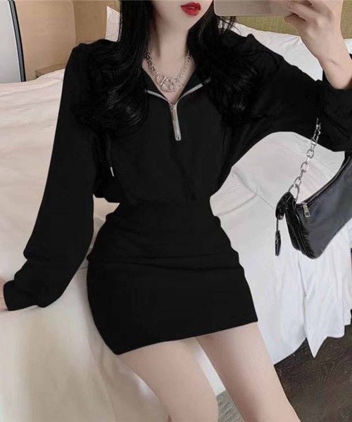 NANEA(ナネア)の「フード付きワンピース(ワンピース・レディース・ブラック/ホワイト/グレー・SMALL/MEDIUM)」の10枚目の写真