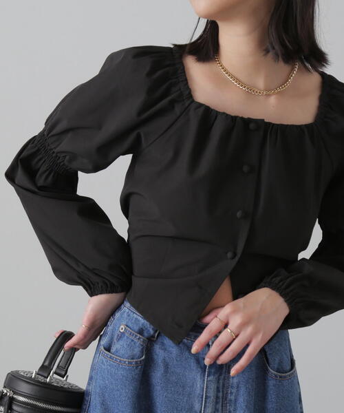 FREE'S MART（フリーズマート）の「◆フロントボタンバックリボンブラウス（シャツ/ブラウス・レディース・ブルー/ホワイト/ブラック・FREE）」の5枚目の写真