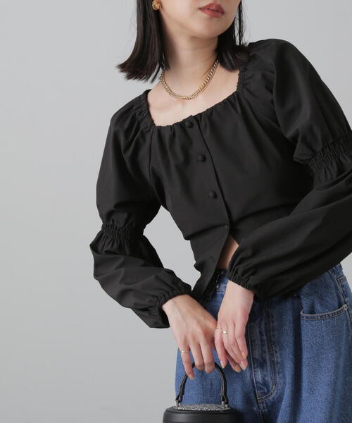 FREE'S MART（フリーズマート）の「◆フロントボタンバックリボンブラウス（シャツ/ブラウス・レディース・ブルー/ホワイト/ブラック・FREE）」の7枚目の写真