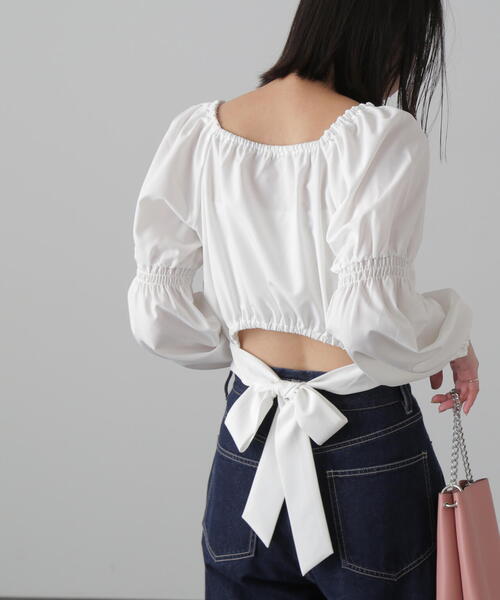 FREE'S MART（フリーズマート）の「◆フロントボタンバックリボンブラウス（シャツ/ブラウス・レディース・ブルー/ホワイト/ブラック・FREE）」の19枚目の写真