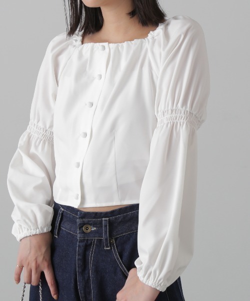 FREE'S MART（フリーズマート）の「◆フロントボタンバックリボンブラウス（シャツ/ブラウス・レディース・ブルー/ホワイト/ブラック・FREE）」の2枚目の写真