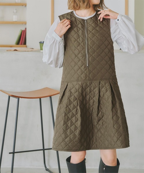 titivate（ティティベイト）の「キルティングショートジャンパースカート（ジャンパースカート・レディース・ブラック/カーキ・S/M）」の10枚目の写真