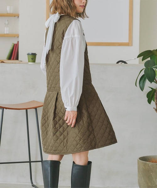 titivate（ティティベイト）の「キルティングショートジャンパースカート（ジャンパースカート・レディース・ブラック/カーキ・S/M）」の13枚目の写真