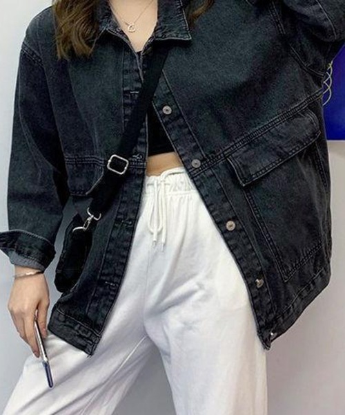 gossip!ロサンゼルス(ゴシップロサンゼルス)の「YUGA ルーズシルエット デニムジャケット(デニムジャケット・レディース・ブルー/ブラック・FREE)」の10枚目の写真