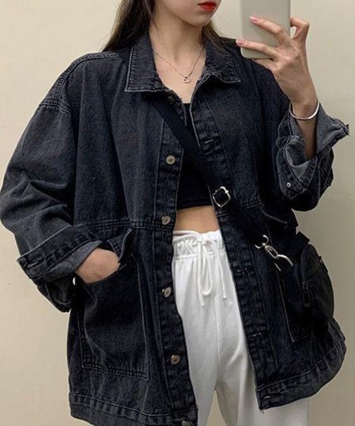 gossip!ロサンゼルス(ゴシップロサンゼルス)の「YUGA ルーズシルエット デニムジャケット(デニムジャケット・レディース・ブルー/ブラック・FREE)」の11枚目の写真