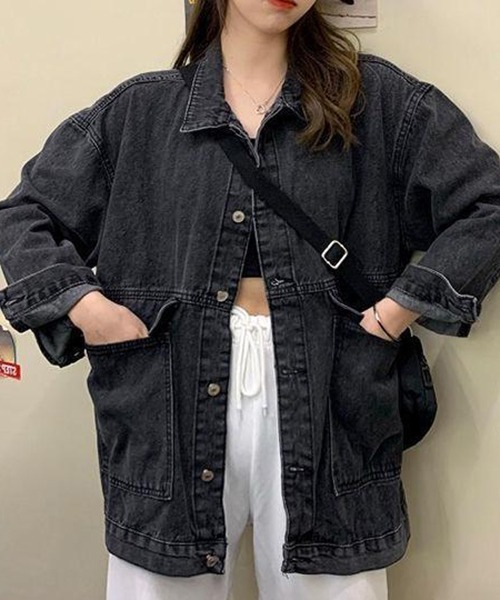 gossip!ロサンゼルス(ゴシップロサンゼルス)の「YUGA ルーズシルエット デニムジャケット(デニムジャケット・レディース・ブルー/ブラック・FREE)」の5枚目の写真