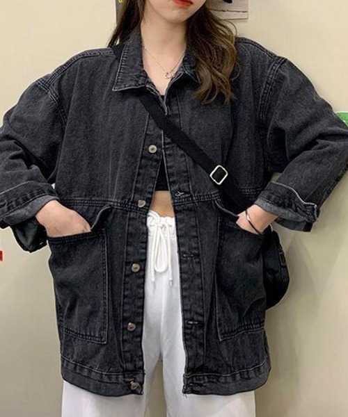 gossip!ロサンゼルス(ゴシップロサンゼルス)の「YUGA ルーズシルエット デニムジャケット(デニムジャケット・レディース・ブルー/ブラック・FREE)」の12枚目の写真