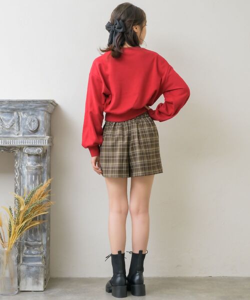 コーデ売り レトロガール 赤チェックスカート 刺繍スウェット マフラー ハートcolorニットカーデ|ems excite | RETRO GIRL ONLINE STORE