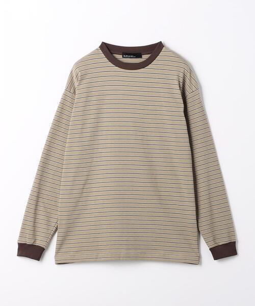 green label relaxing（グリーンレーベルリラクシング）の「マルチボーダー クルーネック 長袖 Tシャツ（Tシャツ/カットソー・メンズ・オフホワイト/ベージュ・S/M/L/XL）」の7枚目の写真