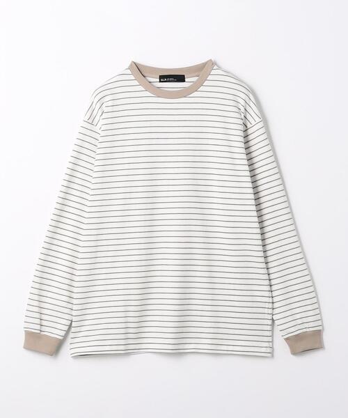 green label relaxing（グリーンレーベルリラクシング）の「マルチボーダー クルーネック 長袖 Tシャツ（Tシャツ/カットソー・メンズ・オフホワイト/ベージュ・S/M/L/XL）」の12枚目の写真