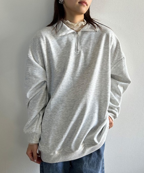 Kotoe(コトエ)の「【UNISEX】 ビッグシルエット ハーフジッププルオーバー ハイネックスウェット(スウェット・レディース・グレー/ブラック・FREE)」の13枚目の写真