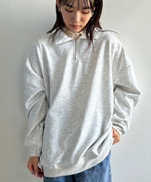 Kotoe(コトエ)の「【UNISEX】 ビッグシルエット ハーフジッププルオーバー ハイネックスウェット(スウェット・レディース・グレー/ブラック・FREE)」の14枚目の写真
