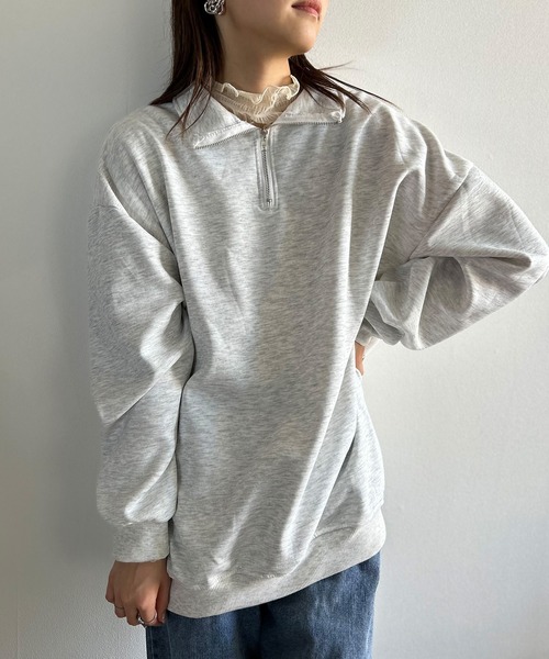 Kotoe(コトエ)の「【UNISEX】 ビッグシルエット ハーフジッププルオーバー ハイネックスウェット(スウェット・レディース・グレー/ブラック・FREE)」の15枚目の写真