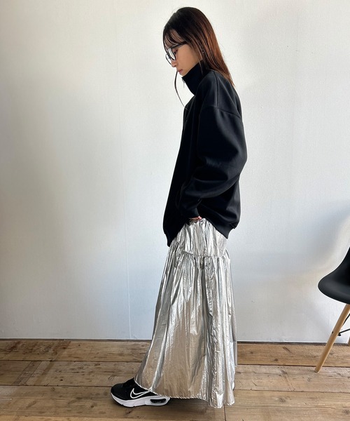 Kotoe(コトエ)の「【UNISEX】 ビッグシルエット ハーフジッププルオーバー ハイネックスウェット(スウェット・レディース・グレー/ブラック・FREE)」の10枚目の写真