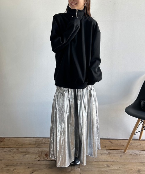 Kotoe(コトエ)の「【UNISEX】 ビッグシルエット ハーフジッププルオーバー ハイネックスウェット(スウェット・レディース・グレー/ブラック・FREE)」の12枚目の写真