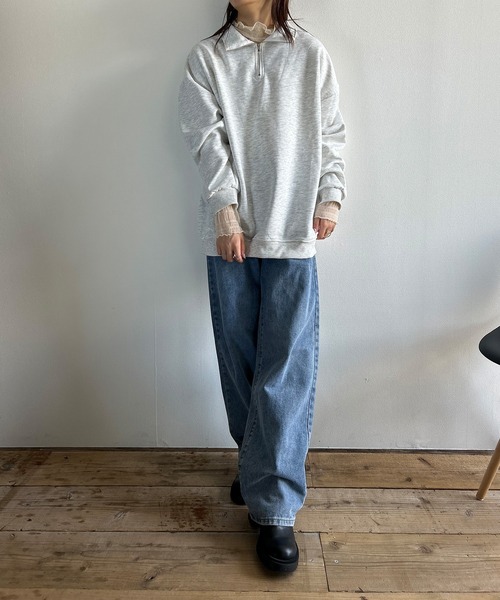 Kotoe(コトエ)の「【UNISEX】 ビッグシルエット ハーフジッププルオーバー ハイネックスウェット(スウェット・レディース・グレー/ブラック・FREE)」の17枚目の写真