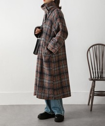 Chillfar | チェック柄スタンドカラーラグランコート(チェスターコート)