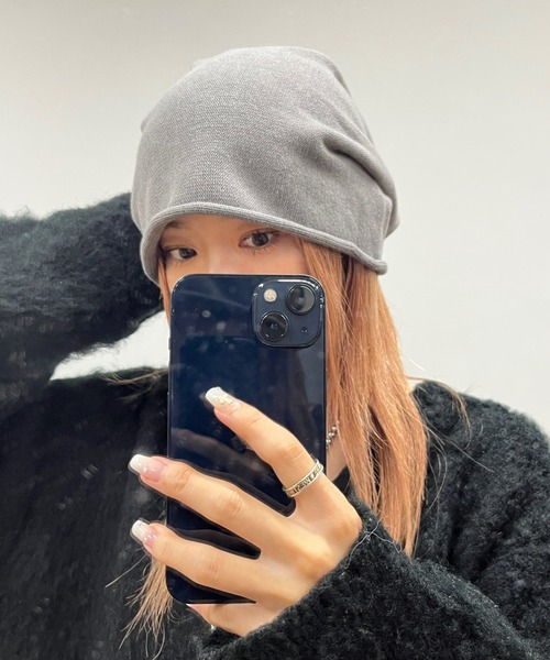 WHO'S WHO gallery（フーズフーギャラリー）の「【SLOPPY/スロッピー】ビーニー（ニットキャップ/ビーニー・レディース・グレー/ブラウン/ブラック/オフホワイト・FREE）」の4枚目の写真