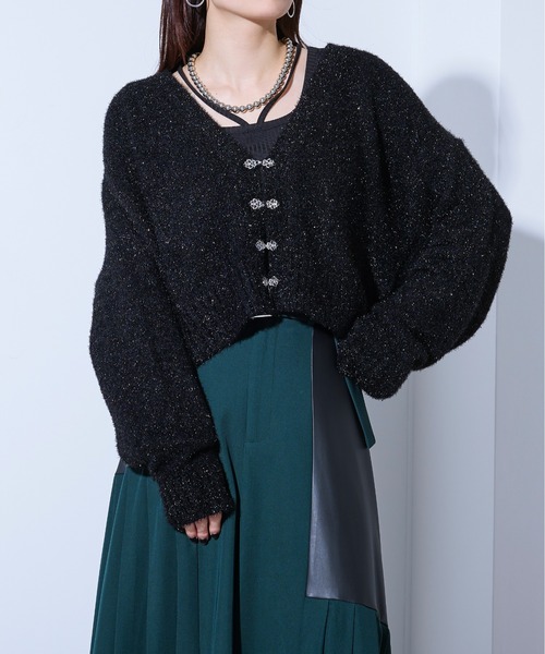 Ellno de Mavie(エルノデメヴィ)の「ラメシャギーメタルチャイナカーディガン(カーディガン/ボレロ・レディース・ブラック/ブルー/ボルドー・FREE)」の13枚目の写真