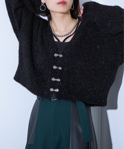 Ellno de Mavie(エルノデメヴィ)の「ラメシャギーメタルチャイナカーディガン(カーディガン/ボレロ・レディース・ブラック/ブルー/ボルドー・FREE)」の14枚目の写真