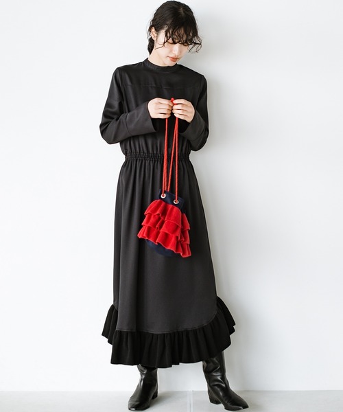 haco!(ハコ)の「haco!×NOKI 花をまとうコラボシリーズ【ケイトウ】巾着バッグ(ショルダーバッグ・レディース・レッド・ONE SIZE)」の2枚目の写真