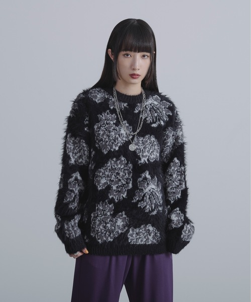 Ellno Loset（エルノロゼット）の「アソートシャギーニット（ニット/セーター・メンズ・ライトグレー/ブラック系2/パープル系/ライトグレー系1/ブラック系1/ダークブルー・LARGE/MEDIUM/SMALL）」の10枚目の写真