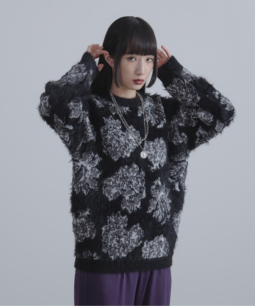 Ellno Loset（エルノロゼット）の「アソートシャギーニット（ニット/セーター・メンズ・ライトグレー/ブラック系2/パープル系/ライトグレー系1/ブラック系1/ダークブルー・LARGE/MEDIUM/SMALL）」の12枚目の写真