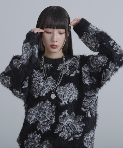 Ellno Loset（エルノロゼット）の「アソートシャギーニット（ニット/セーター・メンズ・ライトグレー/ブラック系2/パープル系/ライトグレー系1/ブラック系1/ダークブルー・LARGE/MEDIUM/SMALL）」の15枚目の写真