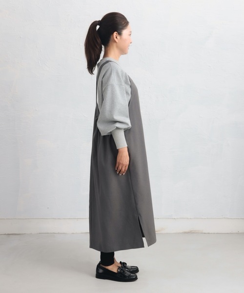 COCO WALK（ココウォーク）の「COCOWALK:ギャザーバッククロスエプロン（エプロン・レディース・チャコールグレー/グレイッシュベージュ・FREE）」の9枚目の写真