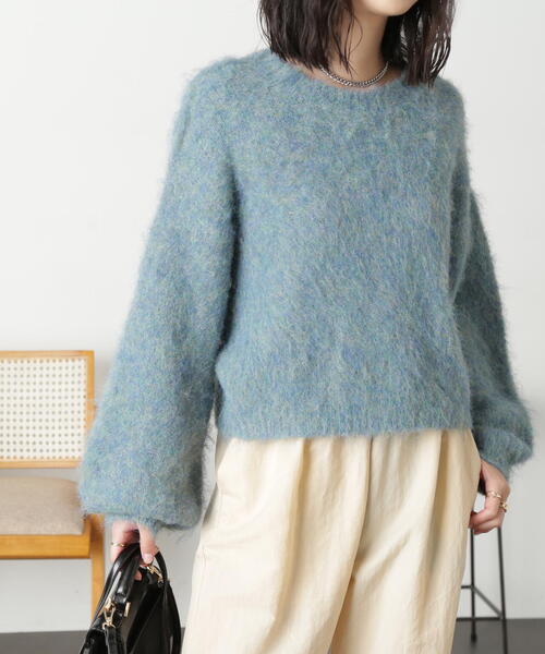 FREE'S MART(フリーズマート)の「◇ウール混リサイクルエコシャギーショート丈ニット(ニット/セーター・レディース・ベージュ/グリーン/グレー/ピンク/ホワイト・FREE)」の7枚目の写真