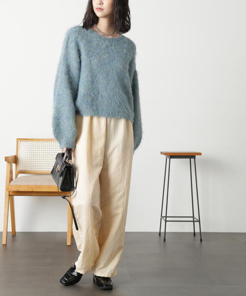 FREE'S MART(フリーズマート)の「◇ウール混リサイクルエコシャギーショート丈ニット(ニット/セーター・レディース・ベージュ/グリーン/グレー/ピンク/ホワイト・FREE)」の9枚目の写真