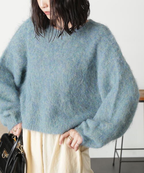 FREE'S MART(フリーズマート)の「◇ウール混リサイクルエコシャギーショート丈ニット(ニット/セーター・レディース・ベージュ/グリーン/グレー/ピンク/ホワイト・FREE)」の12枚目の写真