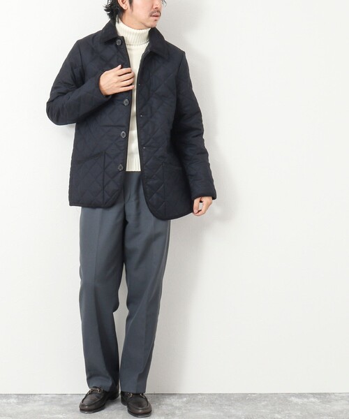 Traditional Weatherwear(トラディショナルウェザーウェア)の「【WEB限定】【Traditional WeatherWear】WAVERLY TWW WOOL ウールサキソニー キルティングジャケット(ブルゾン・メンズ・ブラック/ネイビー・38/42/40/36)」の4枚目の写真