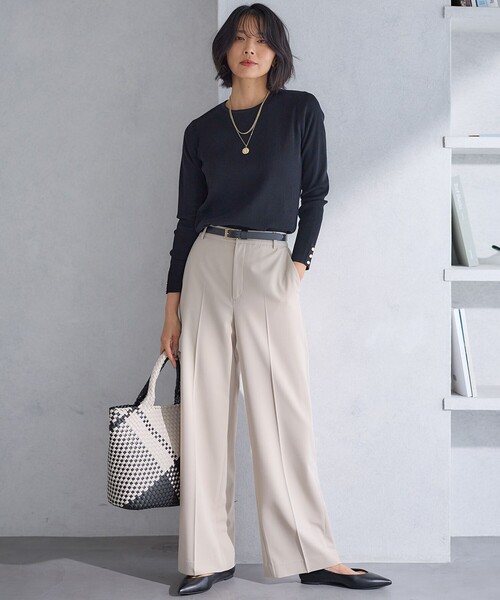 23区(ニジュウサンク)の「【洗える】クリアストレッチ ワイドパンツ(その他パンツ・レディース・ベージュ系/ネイビー系/アイボリー系・40/38/36)」の12枚目の写真