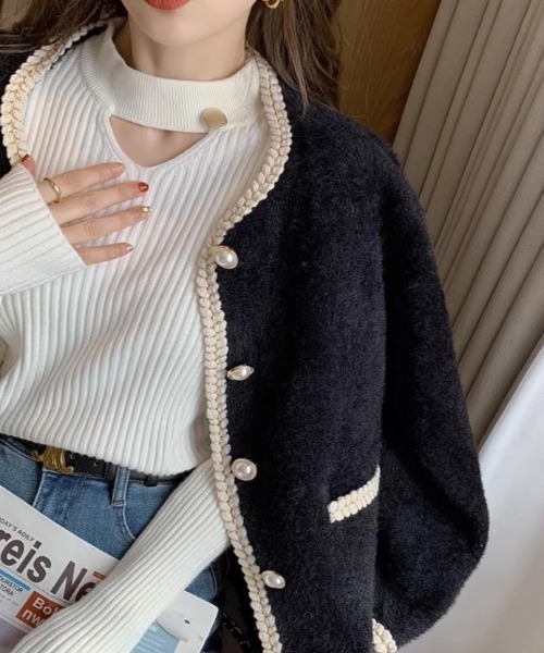 N.s(エヌドットエス)の「フロントデザインリブニットトップス(ニット/セーター・レディース・ブラウン/ベージュ/ホワイト/マスタード/ピンク/ブラック・FREE)」の16枚目の写真