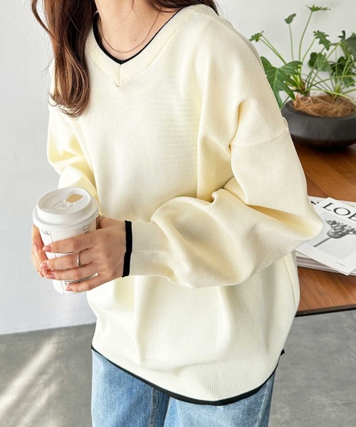 GeeRA（ジーラ）の「前後2way配色スポンディッシュカーディガン（カーディガン/ボレロ・レディース・モカ/ブラック/アイボリー/その他・SMALL/MEDIUM/LARGE）」の7枚目の写真