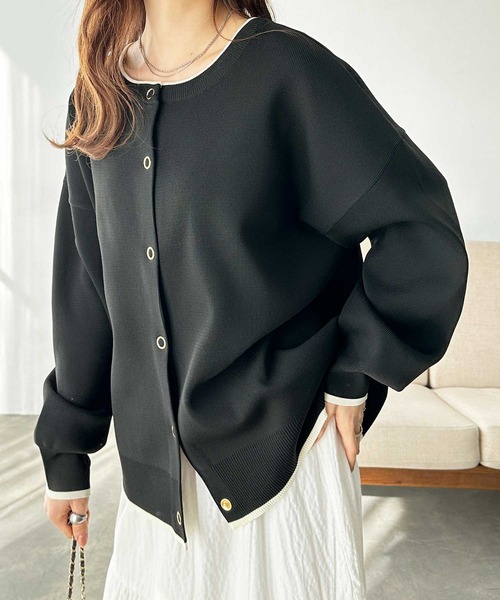 GeeRA（ジーラ）の「前後2way配色スポンディッシュカーディガン（カーディガン/ボレロ・レディース・モカ/ブラック/アイボリー/その他・SMALL/MEDIUM/LARGE）」の8枚目の写真