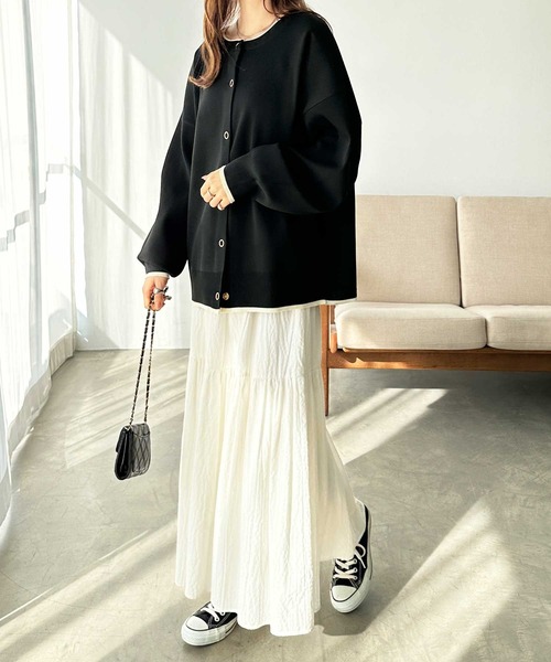 GeeRA（ジーラ）の「前後2way配色スポンディッシュカーディガン（カーディガン/ボレロ・レディース・モカ/ブラック/アイボリー/その他・SMALL/MEDIUM/LARGE）」の10枚目の写真