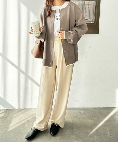 GeeRA（ジーラ）の「前後2way配色スポンディッシュカーディガン（カーディガン/ボレロ・レディース・モカ/ブラック/アイボリー/その他・SMALL/MEDIUM/LARGE）」の14枚目の写真